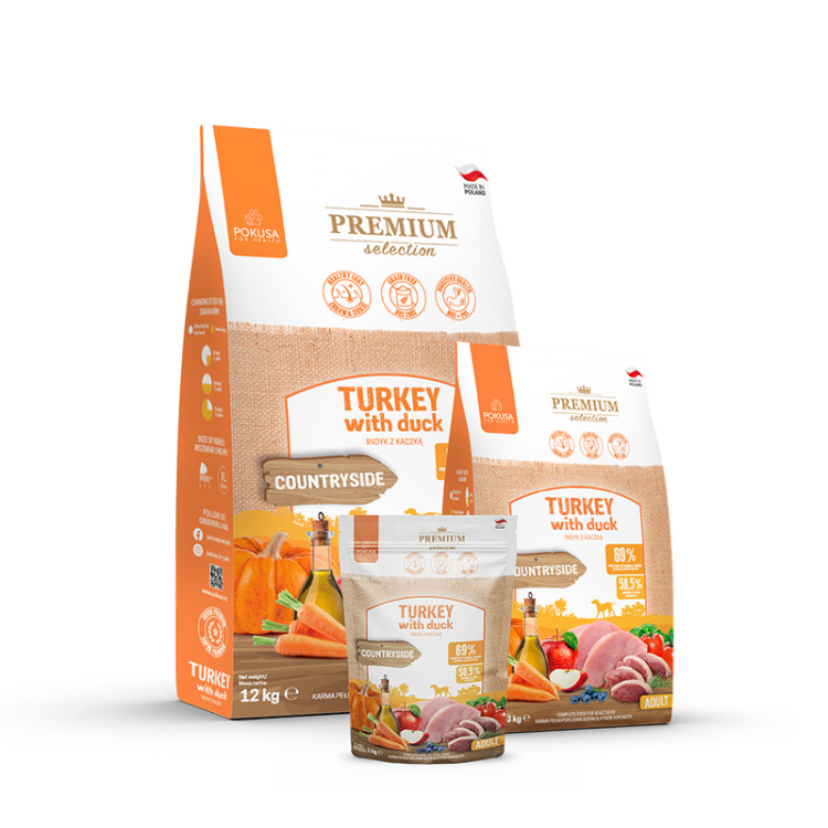 POKUSA Premium Selection Turkey with Duck Indyk z kaczką - Karma sucha dla psa