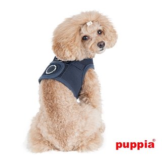 Szelki dla psa kamizelka PUPPIA Soft Vest Harness szare na psim modelu