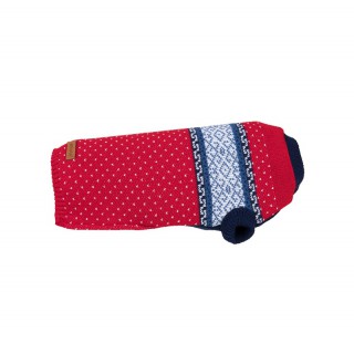 Amiplay Bergen Sweter dla psa z wzorem norweskim czerwony