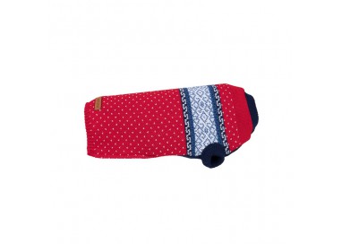 Amiplay Bergen Sweter dla psa z wzorem norweskim czerwony