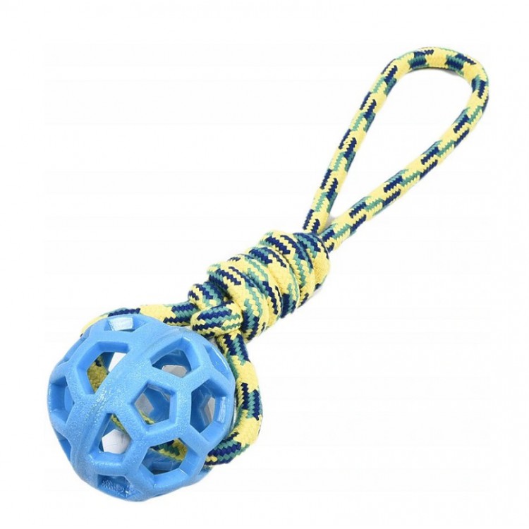 BUBA PET Ażurowa piłka TPR dla psa na sznurze 35 cm