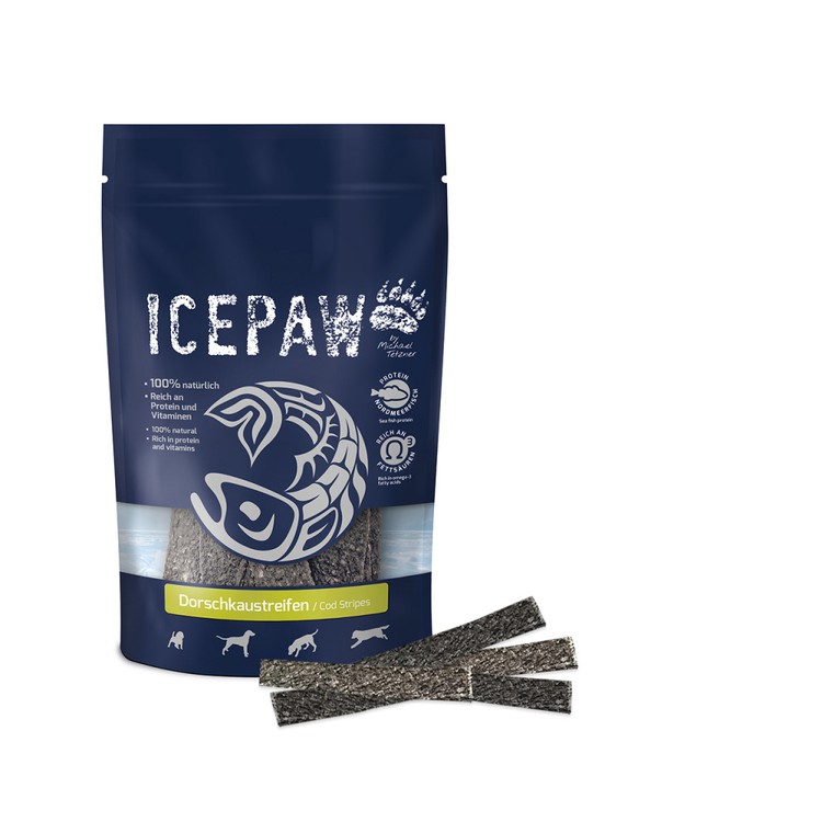ICEPAW Dorschkaustreifen - przysmaki z dorsza dla psów paski 15 szt