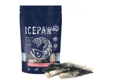 ICEPAW Lachsticks - suszone i zwijane skóry łososia dla psów 100g