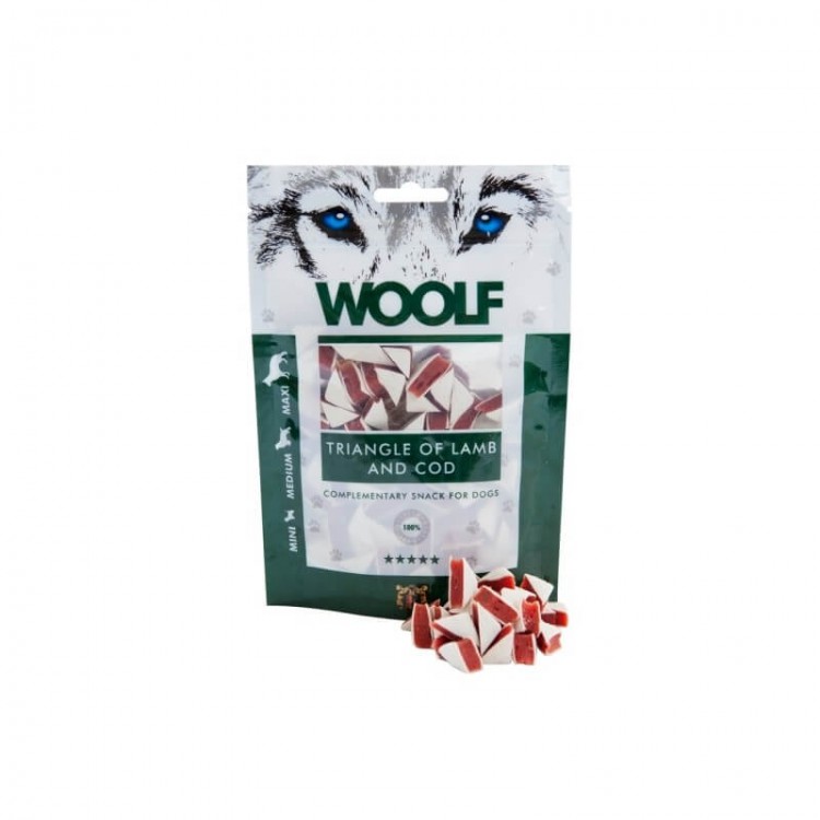 WOOLF Lamb and Cod Triangle - Trójkąciki z jagnięciny i dorsza 100g