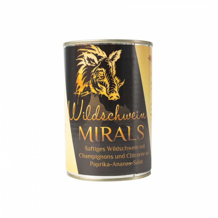 MIRALS Wildschwein - soczysty dzik z pieczarkami i cykorią na sałatce z papryki i ananasa