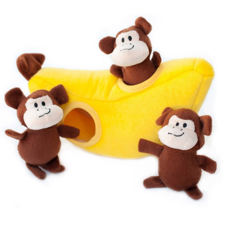 ZIPPY PAWS Banan z małpkami Pluszowa interaktywna zabawka