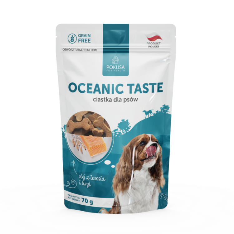 POKUSA Oceanic Taste - kryl i olej z łososia - ciastka dla psa 70g
