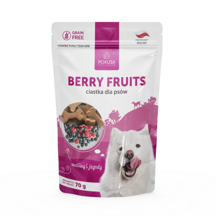 POKUSA Berry Fruits - owoce i zioła - ciastka dla psa 70g