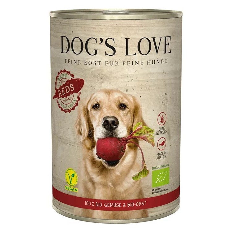 DOG’S LOVE BIO REDS– ekologiczna warzywno-owocowa karma dla psów 400g